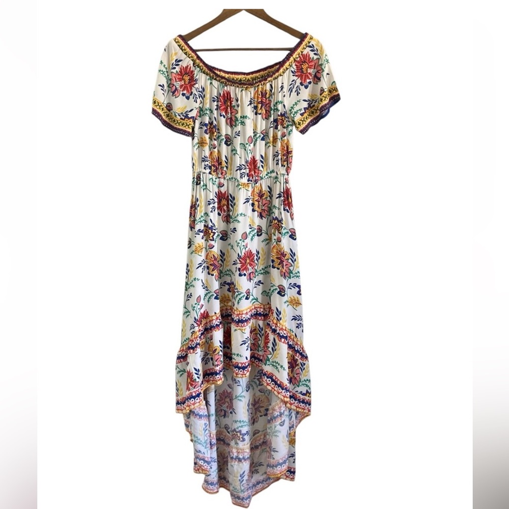 Flying Tomato Off-Shoulder High-Low Floral Maxi Dress